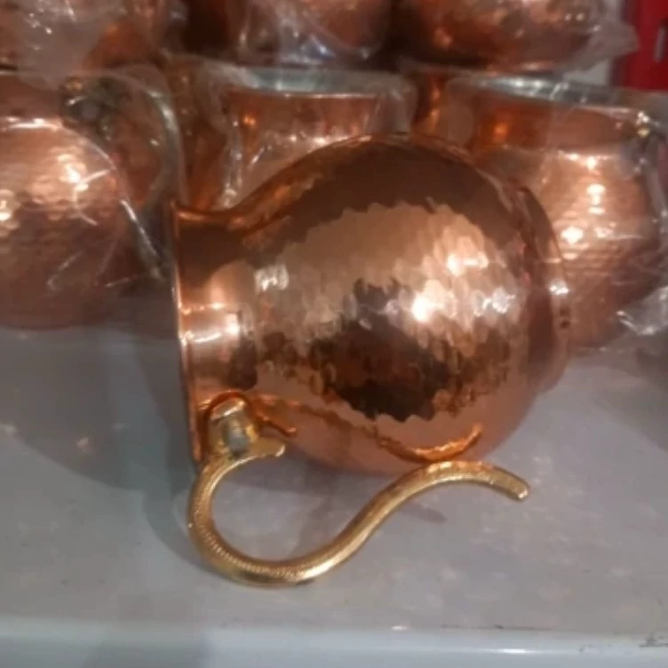 سس خوری مسی دسته برنجی ارتفاع 8 دهانه 7.5