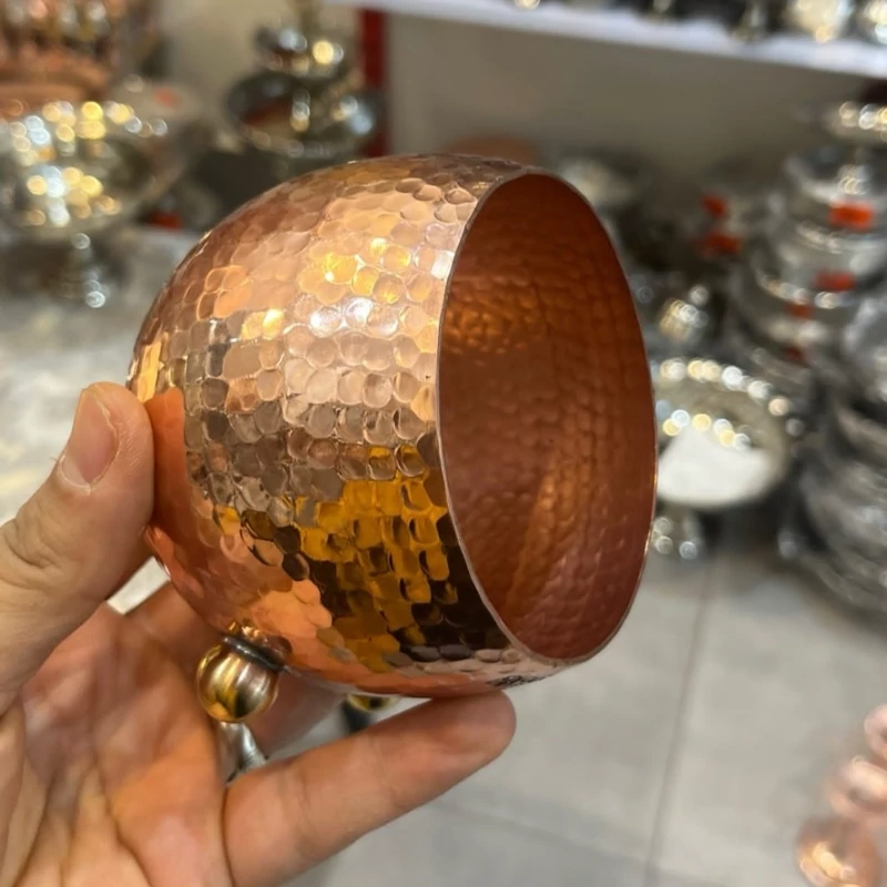 گوی سه پایه شیک مسی چکشی سایز 3 قطر 9 سانت مناسب هفت سین  در مس زنجان مونه