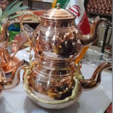 کتری قوری مسی چکشی دسته برنجی