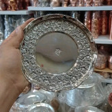 پیش دستی مسی گلبرگ کروم قطر 18.5 سانت مس زنجان نمونه