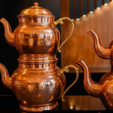 کتری قوری مسی چکشی دسته برنجی توپی
