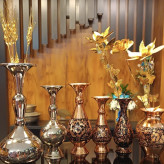 گلدان مسی الماس تراش سیاه قلم سایز 1 ارتفاع16 سانت