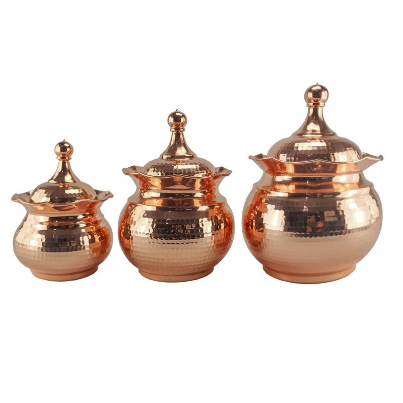 شکلات خوری مسی 3عددی بدون پایه در 3 سایز  27x25x20