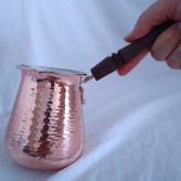 شیر جوش (قهوه جوش) بزرگ مسی دسته چوبی تولید زنجان