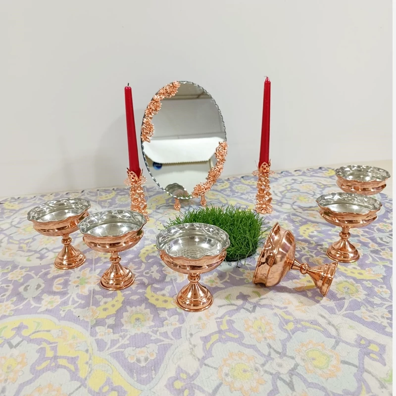 آجیل خوری تک نفره  هفت سین مسی زنجان نانو6 تایی