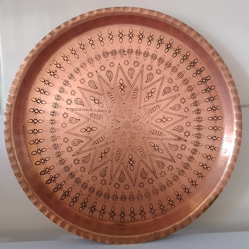 سینی گرد مسی قطر 22طرح دار زنجان نانو شده