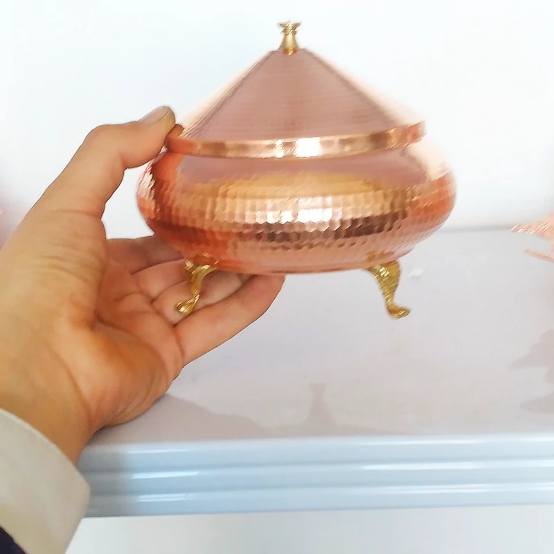 شکلات خوری  مدل سفینه ای سایز بزرگ سایز3 تمام مس سه پایه نانو