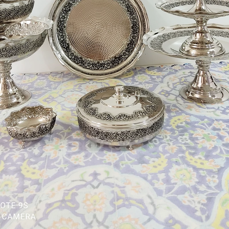 گز خوری کروم مسی نانو شده قلم کاری زیبا براق و اعلا سه پایه دردار