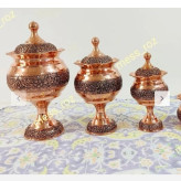 سرویس پذیرایی گلبرگ مسی سه تیکه رنگ ثابت گنبدی گل برجسته