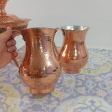پارچ تمام مسی چکشی و طرح دار کمر باریک