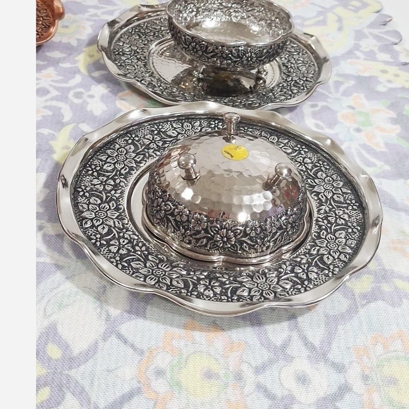 پیش دستی و پیاله 12 تایی کروم گلبرگ درجه یک نانو شده