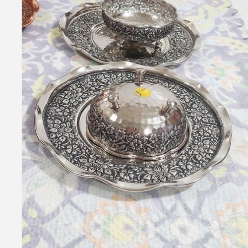 پیش دستی و پیاله 12 تایی کروم گلبرگ درجه یک نانو شده