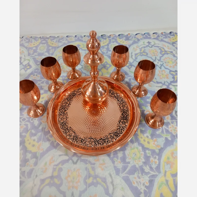 تنگ و جام شش عددی و سینی مسی زنجان نانو شده رنگ ثابت ارسال رایگان