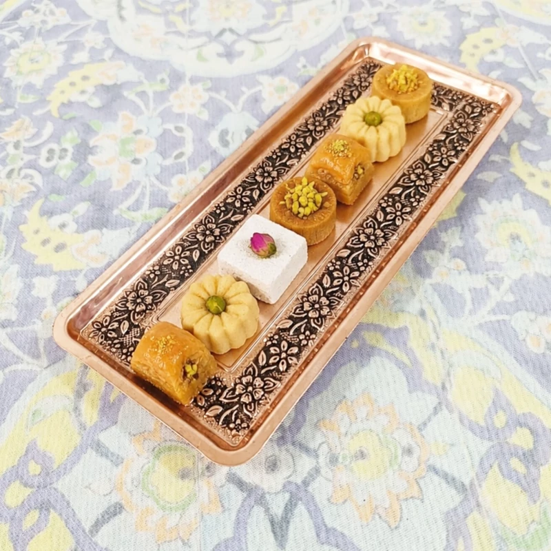 شیرینی خوری مسی مستطیلی خاص طول 32 گلبرگ
