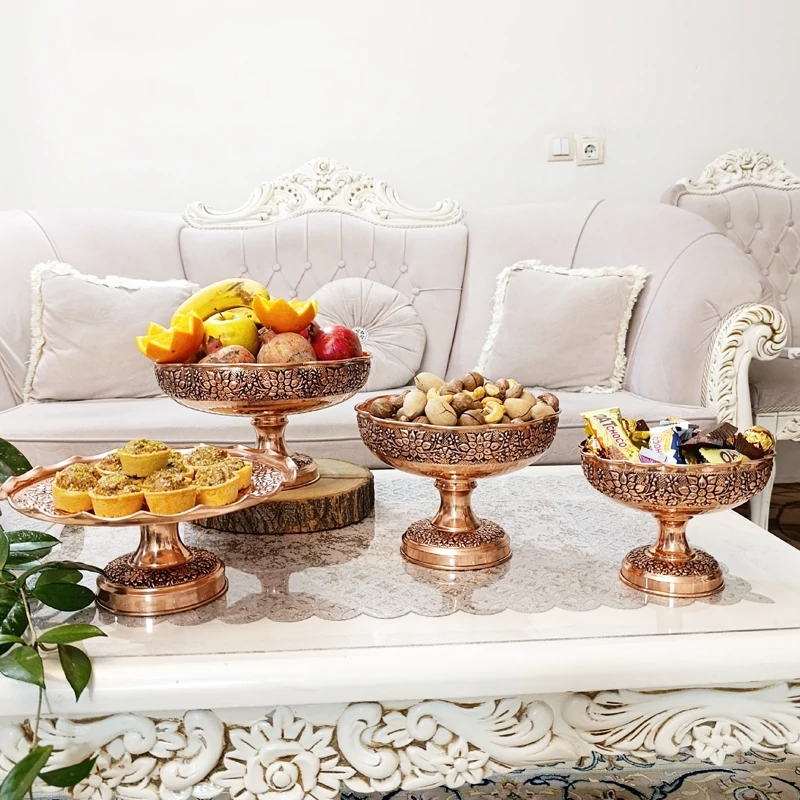 سرویس پذیرایی گلبرک مسی شکلات خوری و شیرینی خوری میوه خوری آجیل خوری