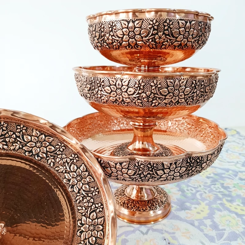 سرویس پذیرایی 4 تیکه تمام مسی ارسال رایگان رنگ ثابت