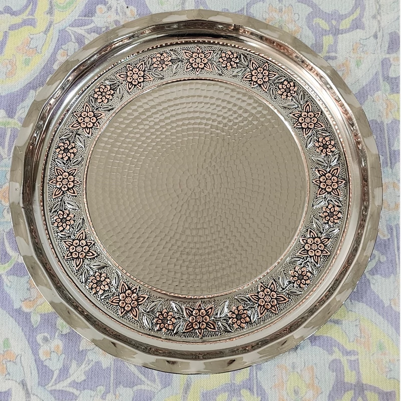سینی قطر 33 مسی گلبرگ کروم تراش ضخیم زنجان