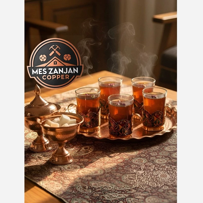 لیوان گالش دار و استکان مسی الماس تراش نقره کوب ۱ عددی انگاره مسی گالش دار